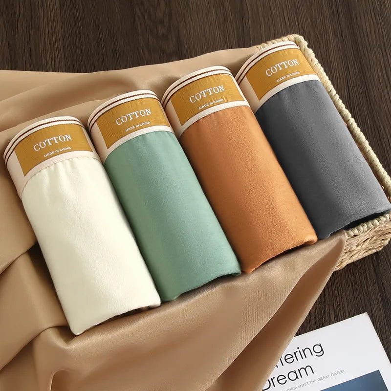 3 Pieces Men's Cotton Boxer Shorts Comfortable Breathable Solid Color Underwear