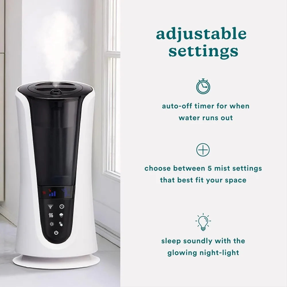 Ultrasonic Humidifier – Large Deluxe Air Humidifiers for Bedroom, Plants, Office – Cool and Warm Mist Humidifiers, Essential