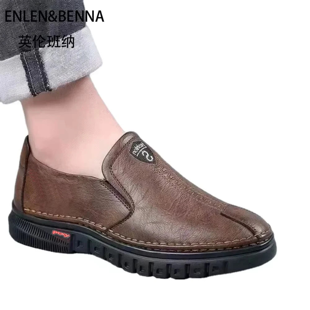 Men's Comfortable Fashion Synthetic Leather Shoes Soft Sole Non-Slip Casual Footwear