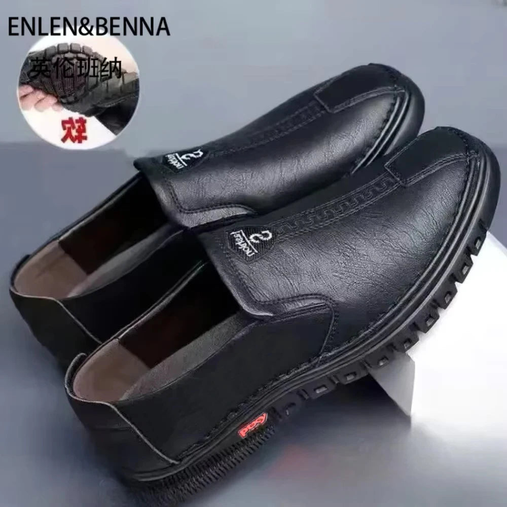 Men's Comfortable Fashion Synthetic Leather Shoes Soft Sole Non-Slip Casual Footwear