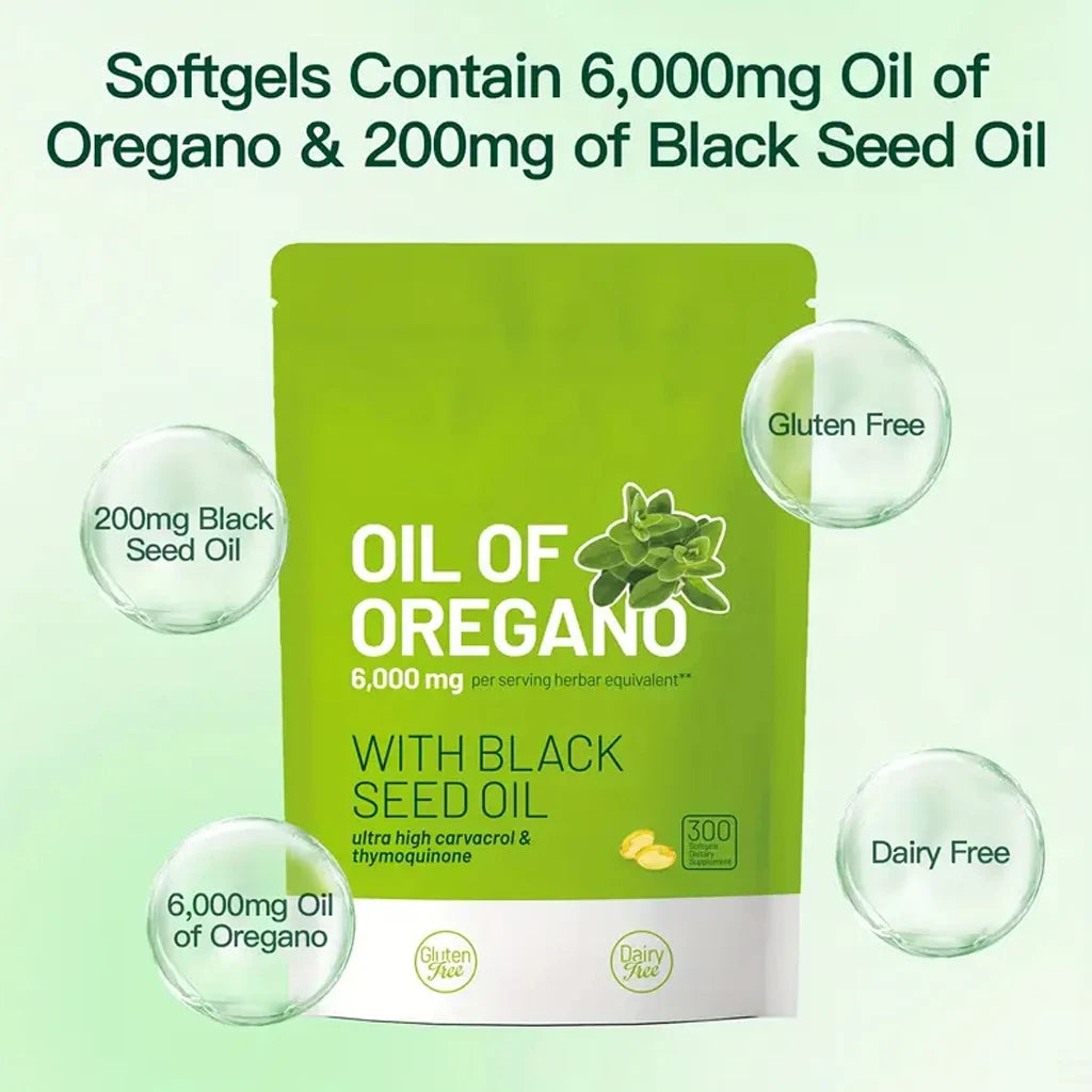 300 Capsules Oil Of Oregano With Black Seed Oil Natural Antioxidants For Fitness Nutritional Support Highly Effective Supplement