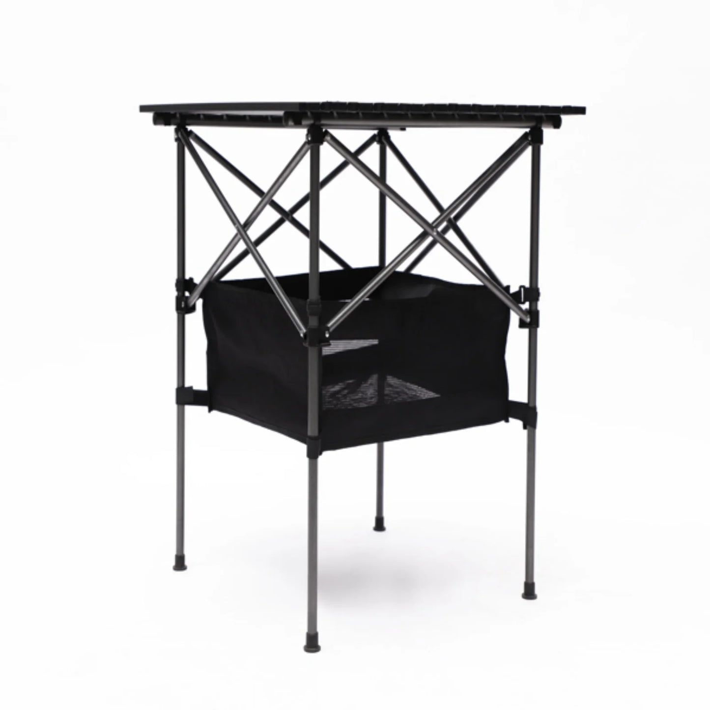 Set of 3 Folding Outdoor Table and Chairs Set Portable Black Aluminum Alloy