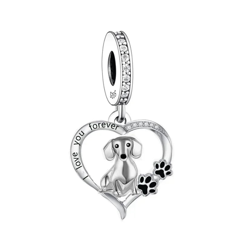 Huoonew Fit Original Pan Charm Bracelet 925 Silver I Love You Forever Yorkshire Dog Bead DIY Memorial Berloque