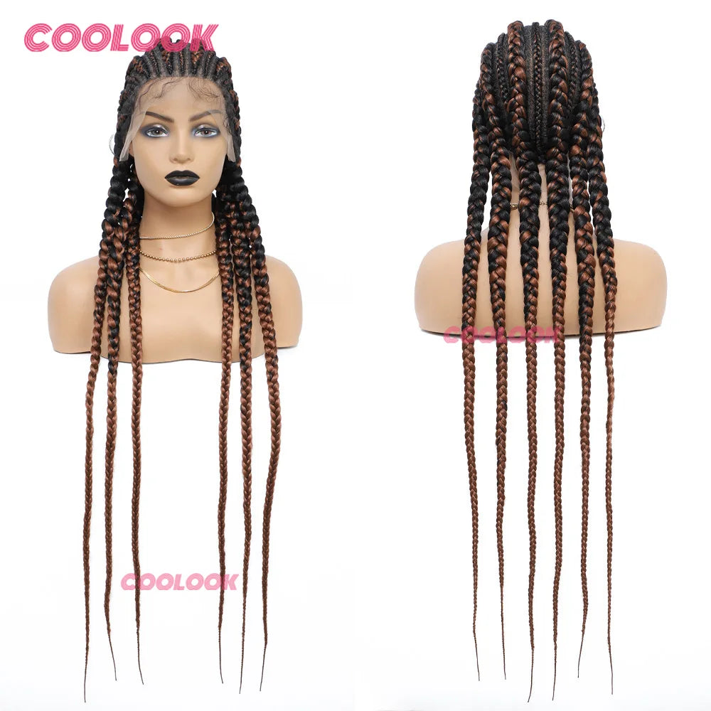 360 Full Lace Cornrow Braided Wigs For Black Women Synthetic Knotless 20 Inch Glueless Braided Wig With Baby Hair