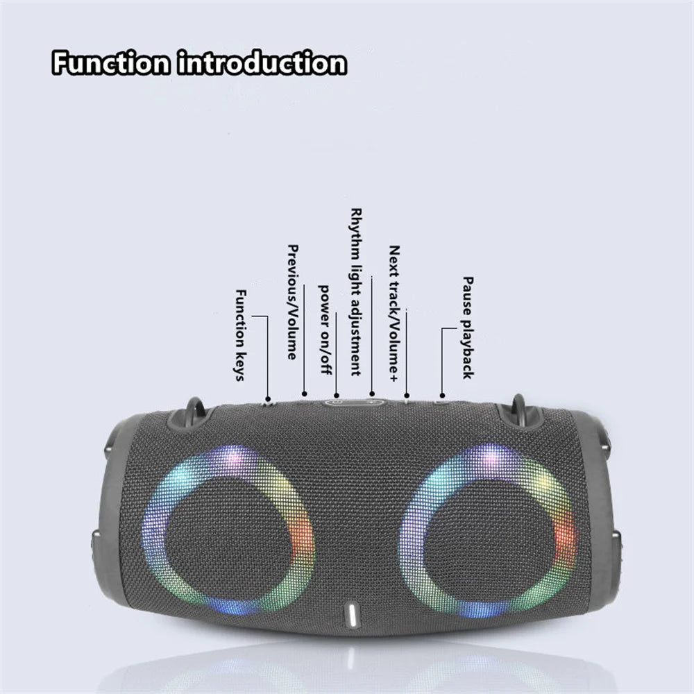 Portable Waterproof 100W High Power Bluetooth Speaker with RGB Colorful Light Wireless Subwoofer 360 Stereo Surround TWS FM Boom Box