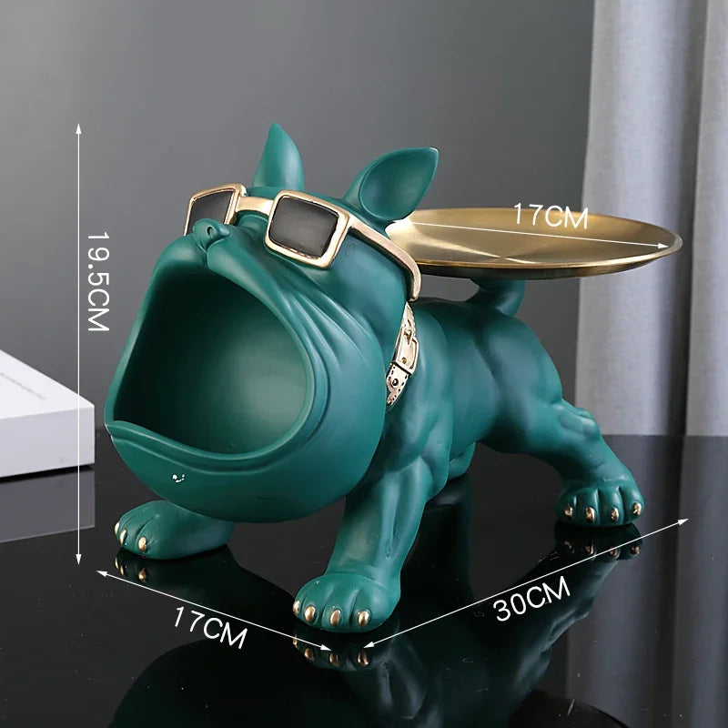 30cm Bulldog Figurine Dog Statue Storage Box Resin Craft Art Sculpture Home Decor Puppy Ornament