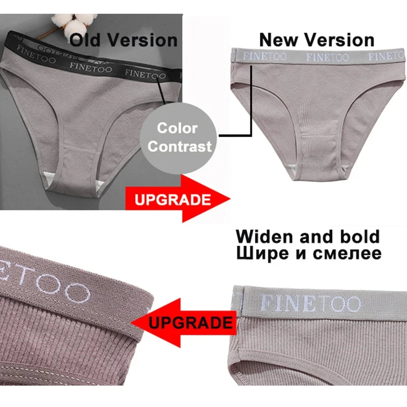 Finetoo 5PCS Set Women Letter Underpants Cotton Underwear Panties Lingerie Ladies 9 Solid Colors M-XXL Sexy Briefs