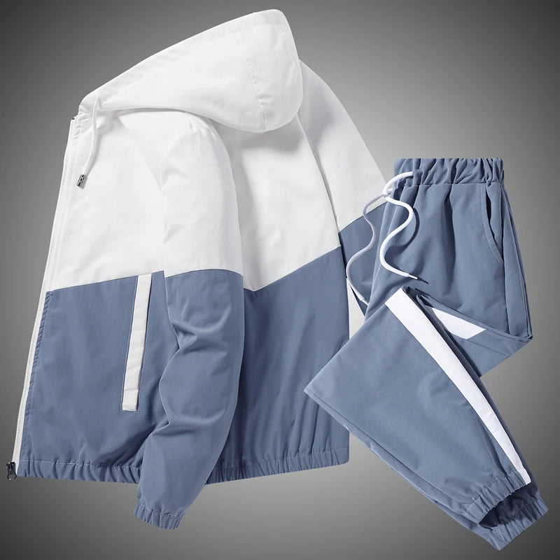 2025 Men Tracksuit Casual Joggers Hooded Sportswear Jacket and Pants 2 Piece Set Hip Hop Running Sports Suit