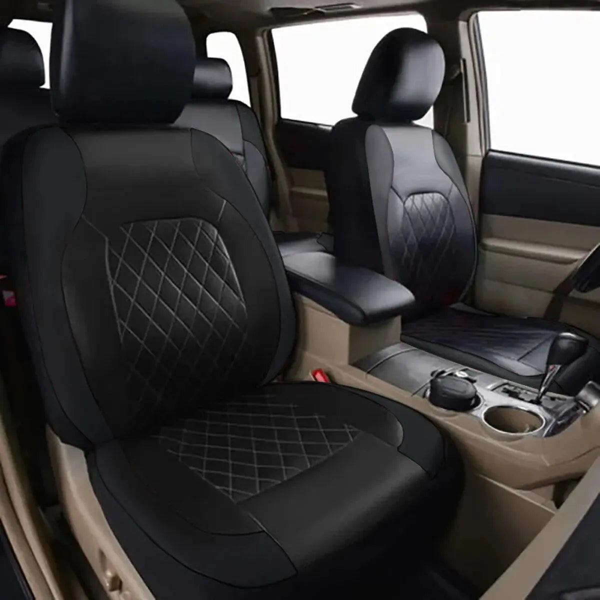 All Season Quilted PU Leather Car Seat Cover Full Surrounded Seat Protector Waterproof Universal Fit Sedan SUV Pickup Truck Seat