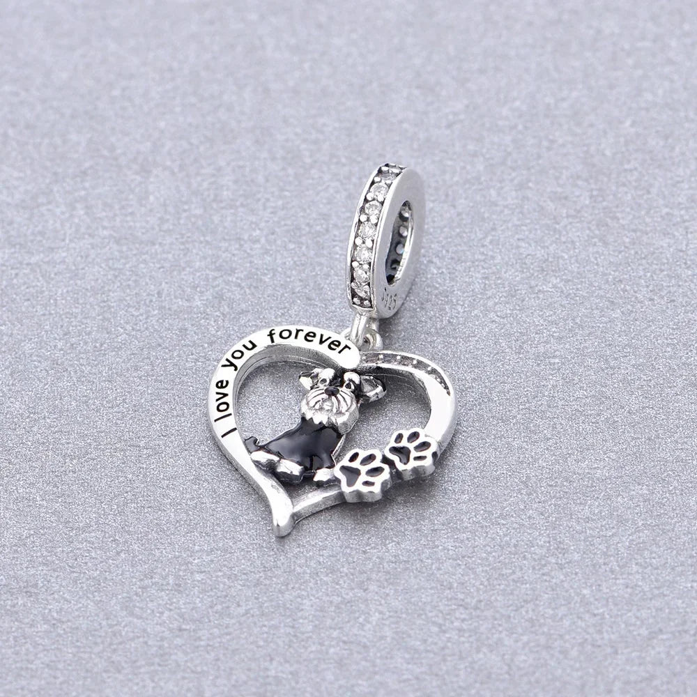 Huoonew Fit Original Pan Charm Bracelet 925 Silver I Love You Forever Yorkshire Dog Bead DIY Memorial Berloque