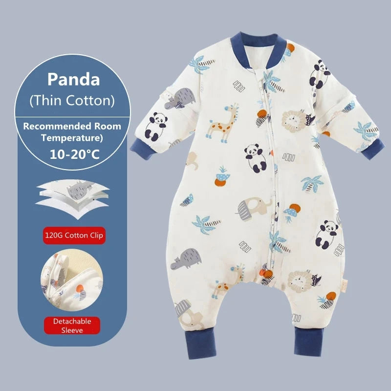 Baby Cartoon Split Legged Sleepsacks With Detachable Sleeves For Boys And Girls Children's Sleeping Bag Autumn And Winter Thickened Cotton