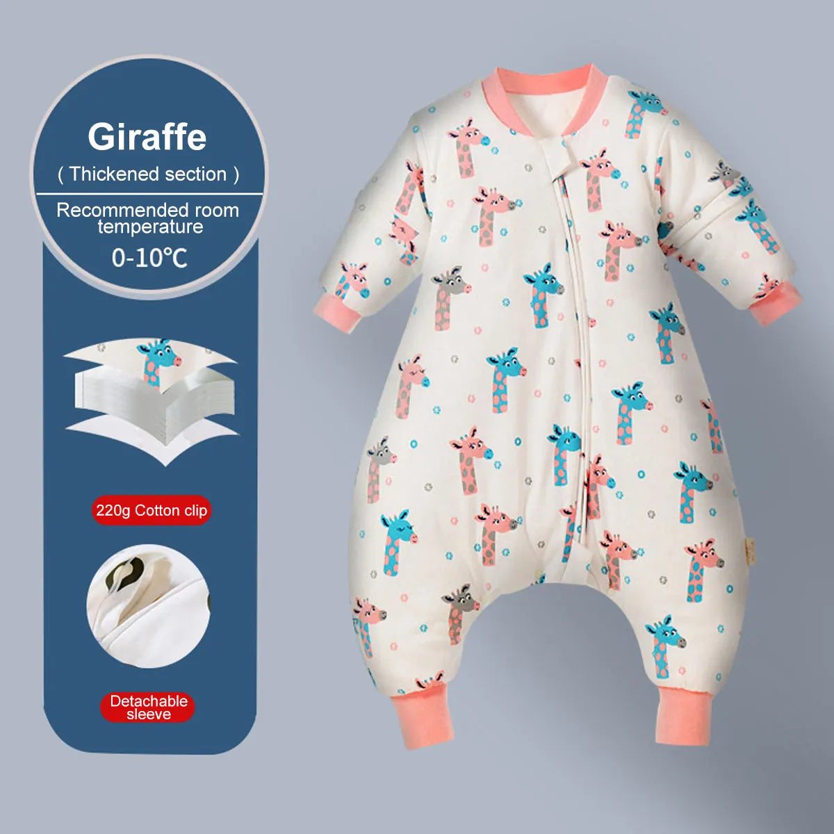 Baby Cartoon Split Legged Sleepsacks With Detachable Sleeves For Boys And Girls Children's Sleeping Bag Autumn And Winter Thickened Cotton