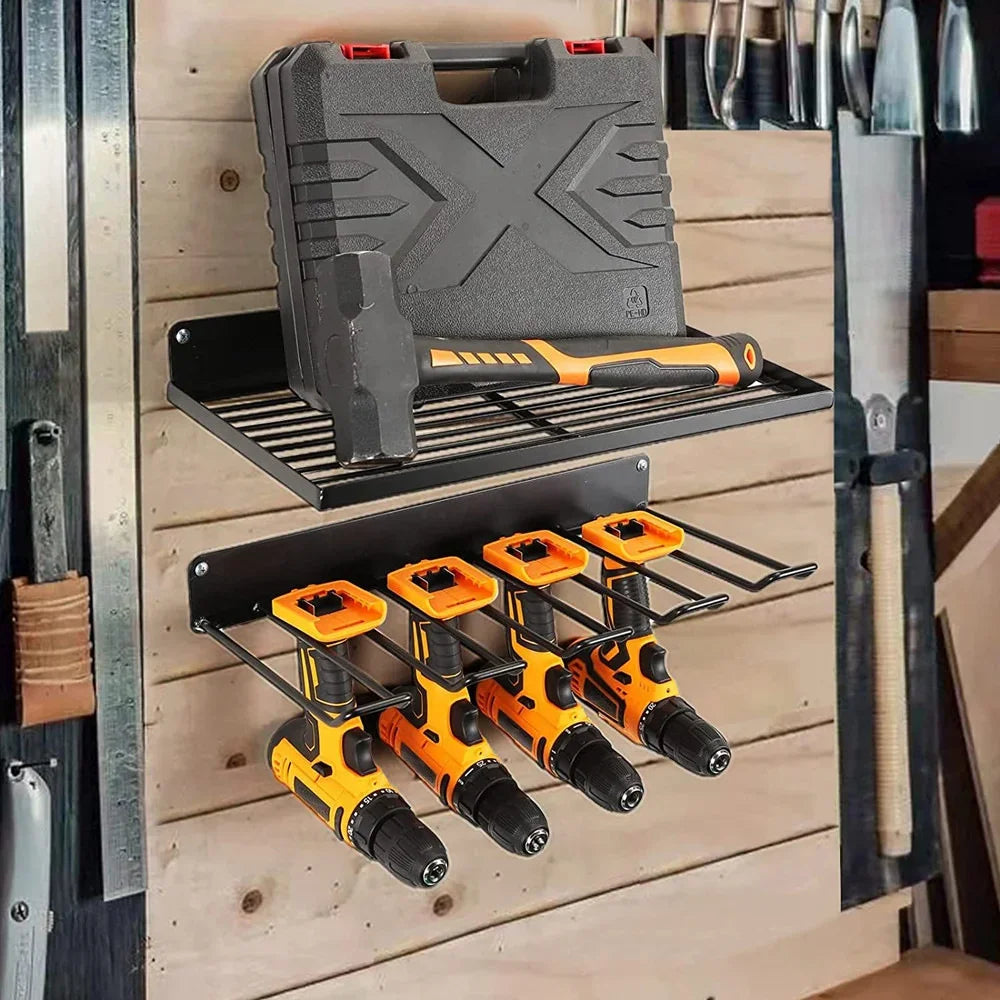 2 Pack Power Tool Wall Mount Holder Heavy Duty Metal Utility Rack Storage Organizer for Workshop Garage