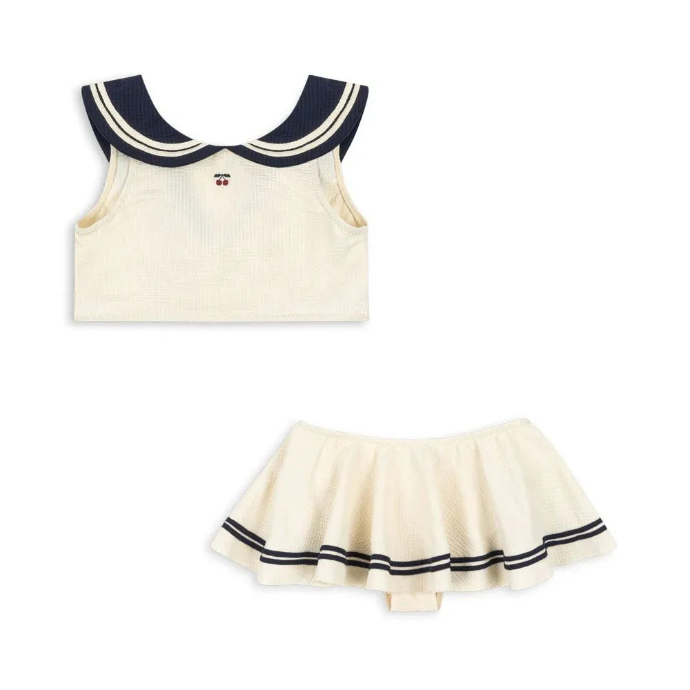 Baby Swimwear White Blue One Two Piece Sunscreen Girls Swimsuit Kids Bikinis Summer Vacation