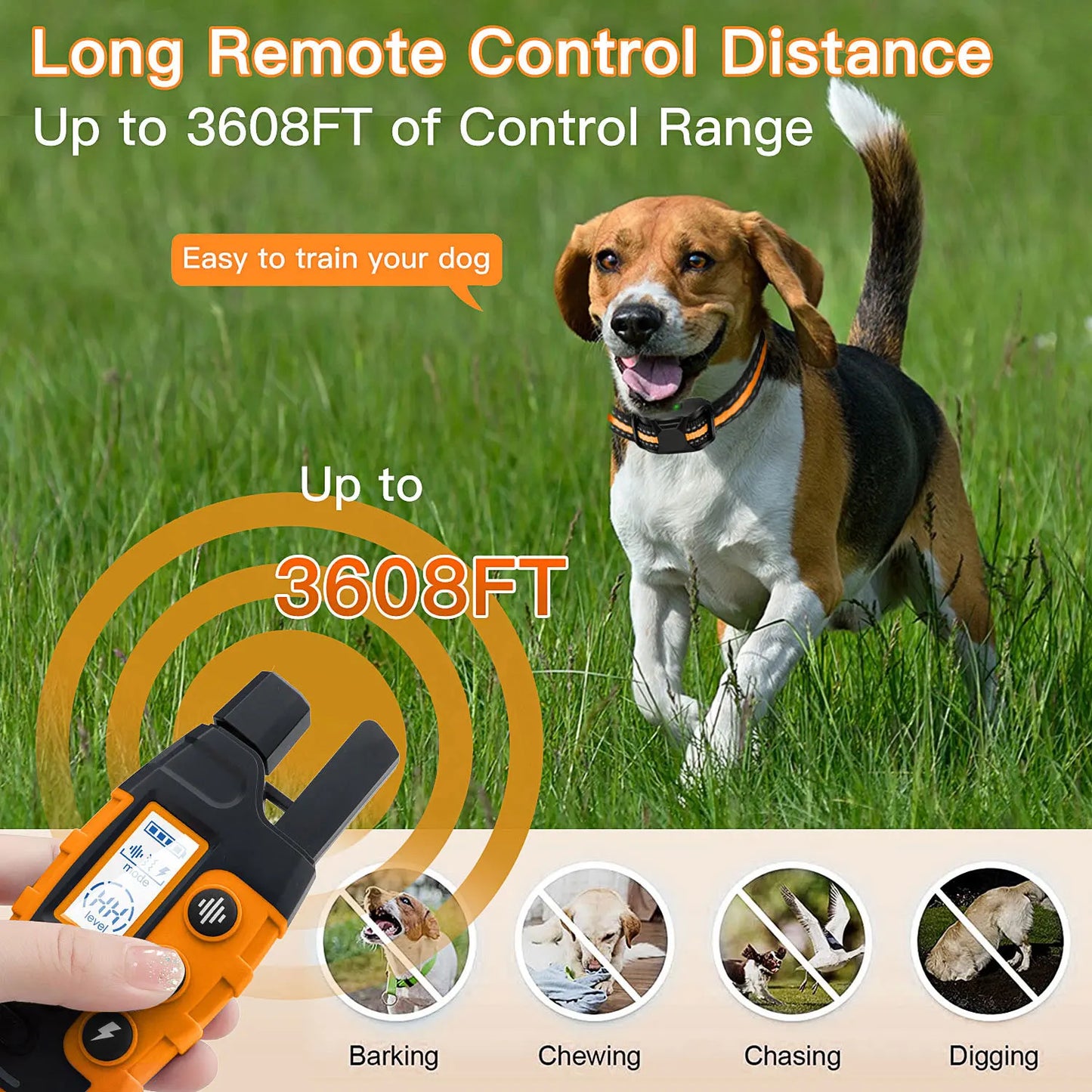 3300 Feet Electric Dog Training Collar Remote Control Waterproof for 5 to 120 Pounds Puppy with Shock and Vibration