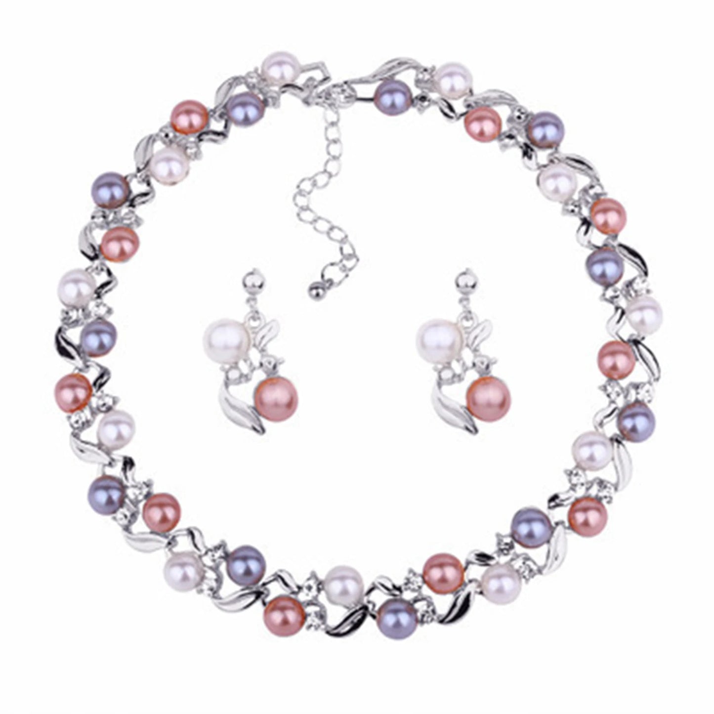 Imitation Pearl Necklace Jewelry set Dinner Banquet Jewelry Dress Necklace Earrings for Party Dating Shopping Wearing MIAO