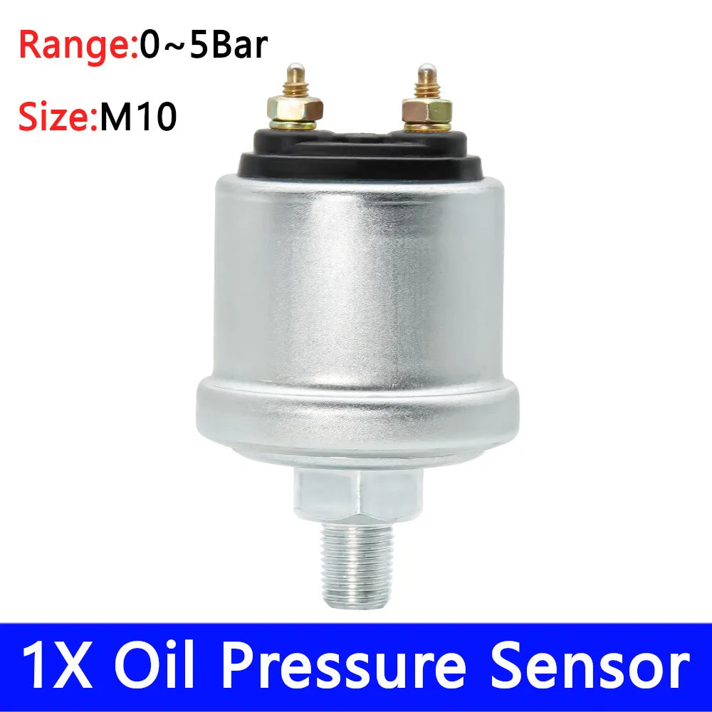 HD Mechanical Oil Pressure Sensor NPT1/8 M10X1 Thread 0-5 Bar 0-10 Bar 52mm Oil Pressure Gauge 9-32V