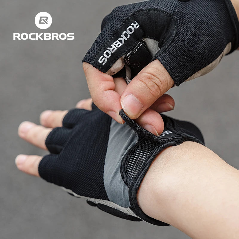 Rockbros Half Finger Bike Gloves Breathable Gel Padded Cycling Gloves for Men and Women