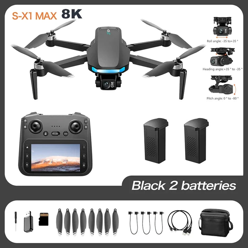 For Xiaomi S-X1 GPS Drone 8K HD professional camera Three-axis gimbal WIFI UAV Obstacle Avoidance Quadcopter Brushless Toy Gift
