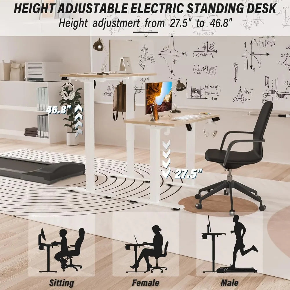 Height Adjustable Small Electric Standing Desk 35 x 20 Inch Ergonomic Sit Stand Desk for Home and Office