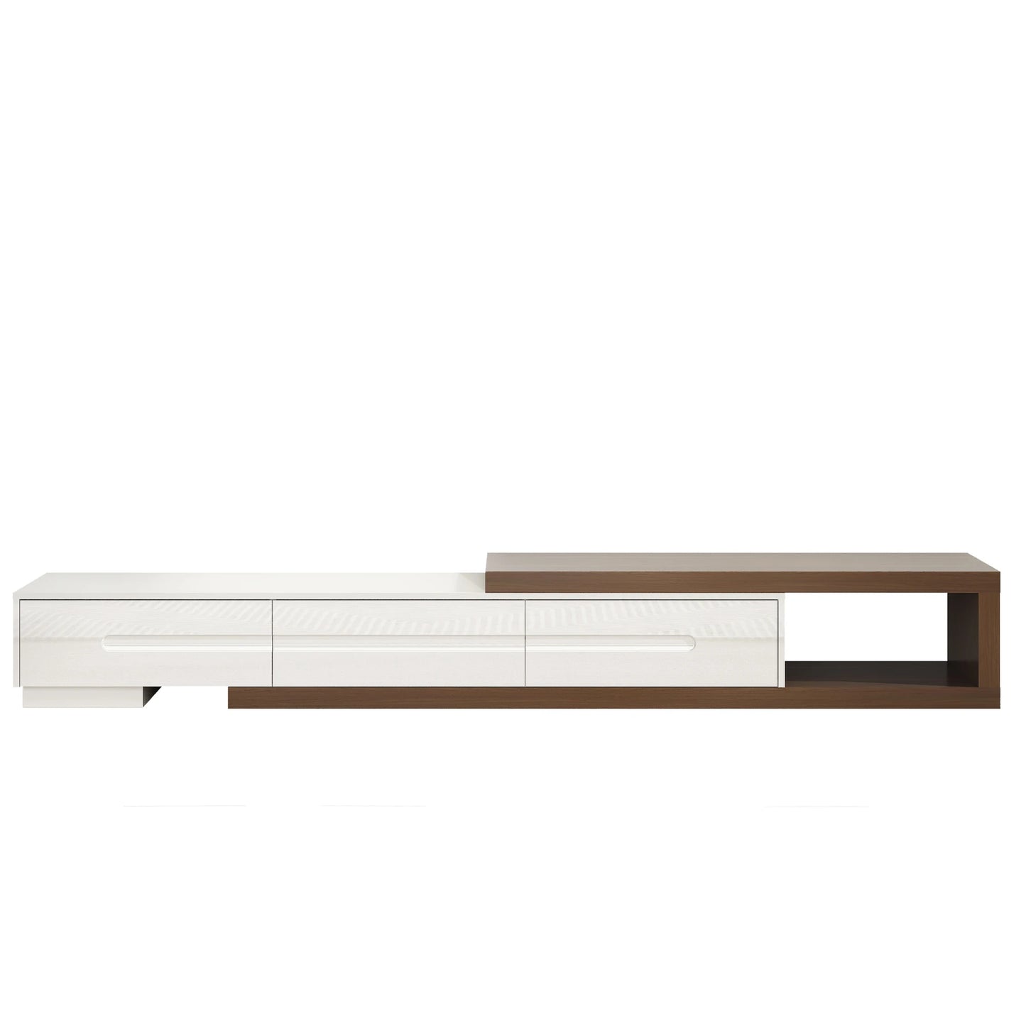 QiaoShiRen Extendable TV Stand Wood Media Console Drawers