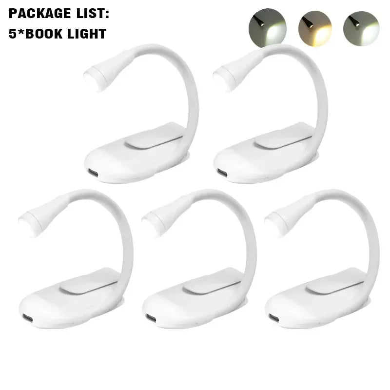Mini Book Light Portable Clip Night Light USB Charging LED Dimmable Eye Protect Camping Clip 360 Degree Flip Book Lamp