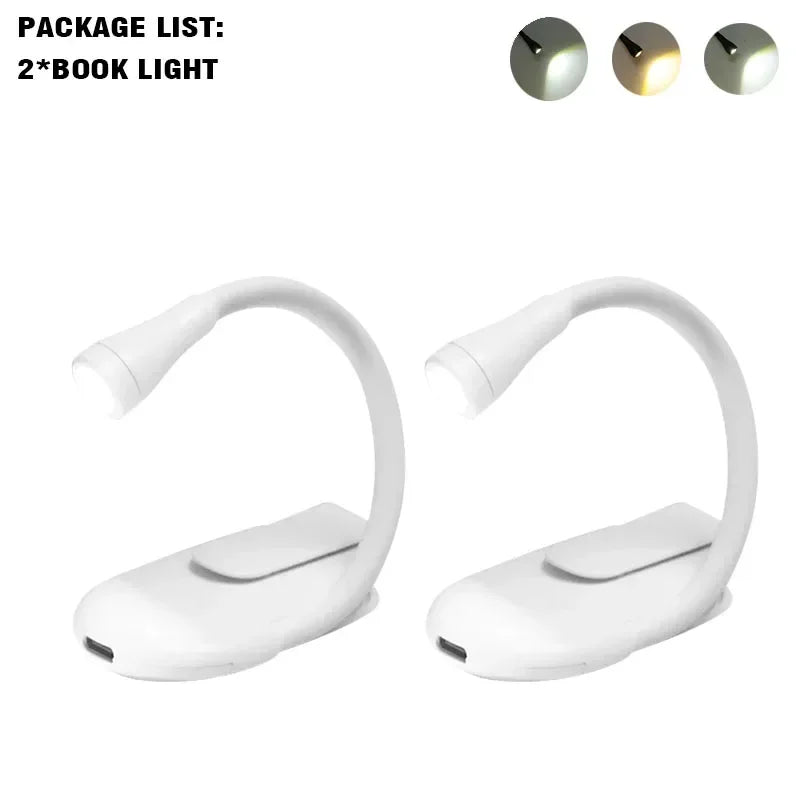 Mini Book Light Portable Clip Night Light USB Charging LED Dimmable Eye Protect Camping Clip 360 Degree Flip Book Lamp