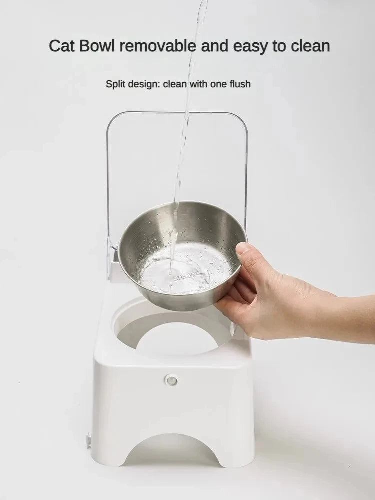 Smart Cat Bowl Pet Feeder Automatic Infrared Sensor Food Dispenser Stainless Steel Quadrate Design