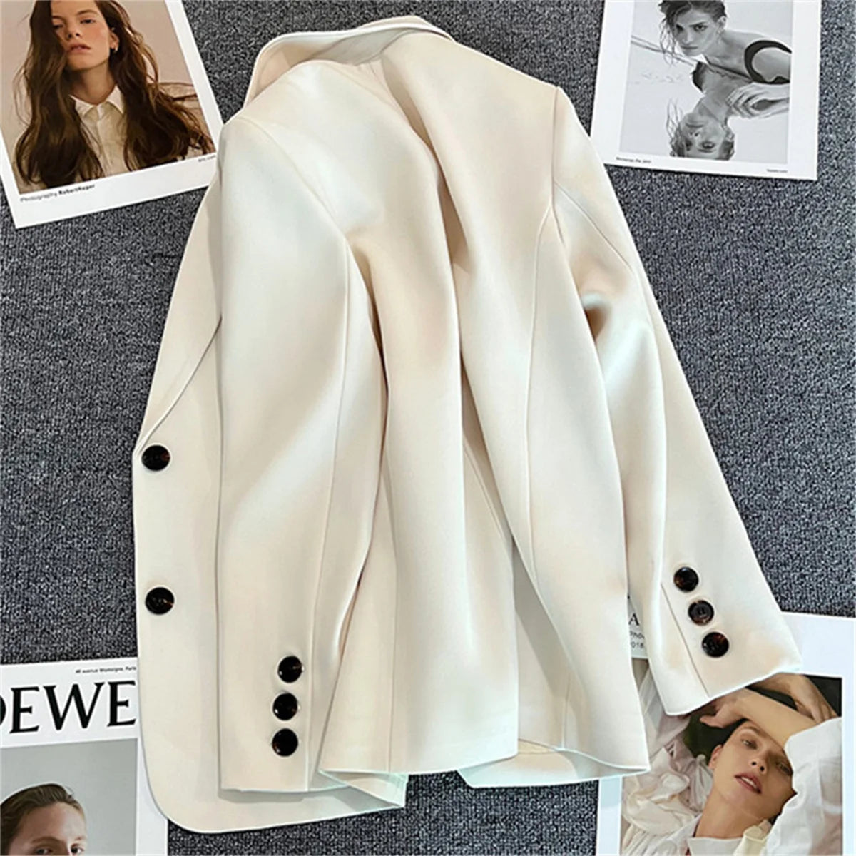 SDFBKCN Womens Korean Slim Blazer Jacket Loose Fit Chic
