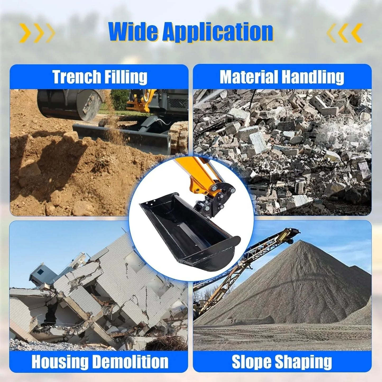 Farm Plain Bucket Attachment No Tooth For 1 Ton Excavator