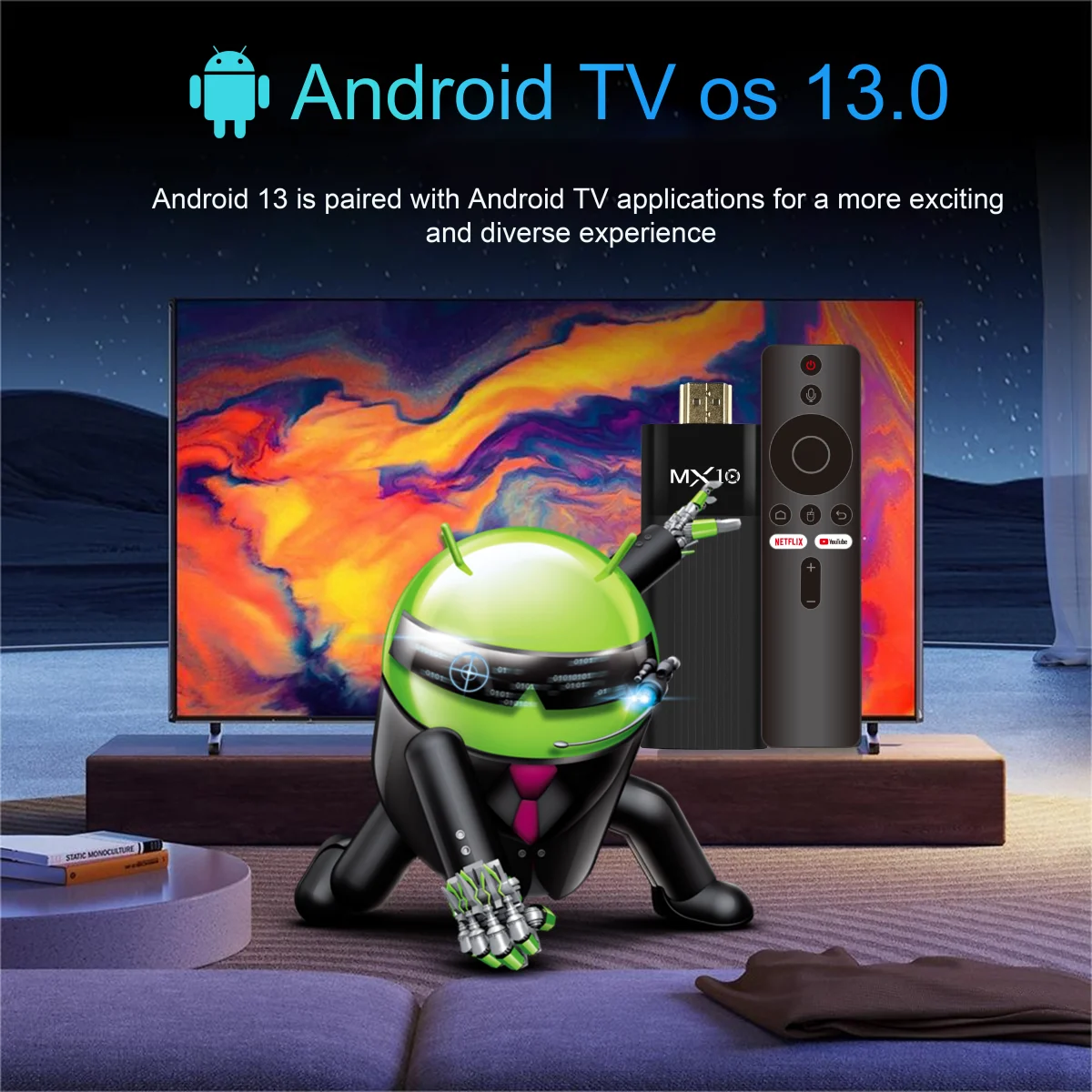 MX10 F3 Wi Fi 6 Android 13 TV Box 8K Decode Display Dual Band 2.4 5G Set Top Box