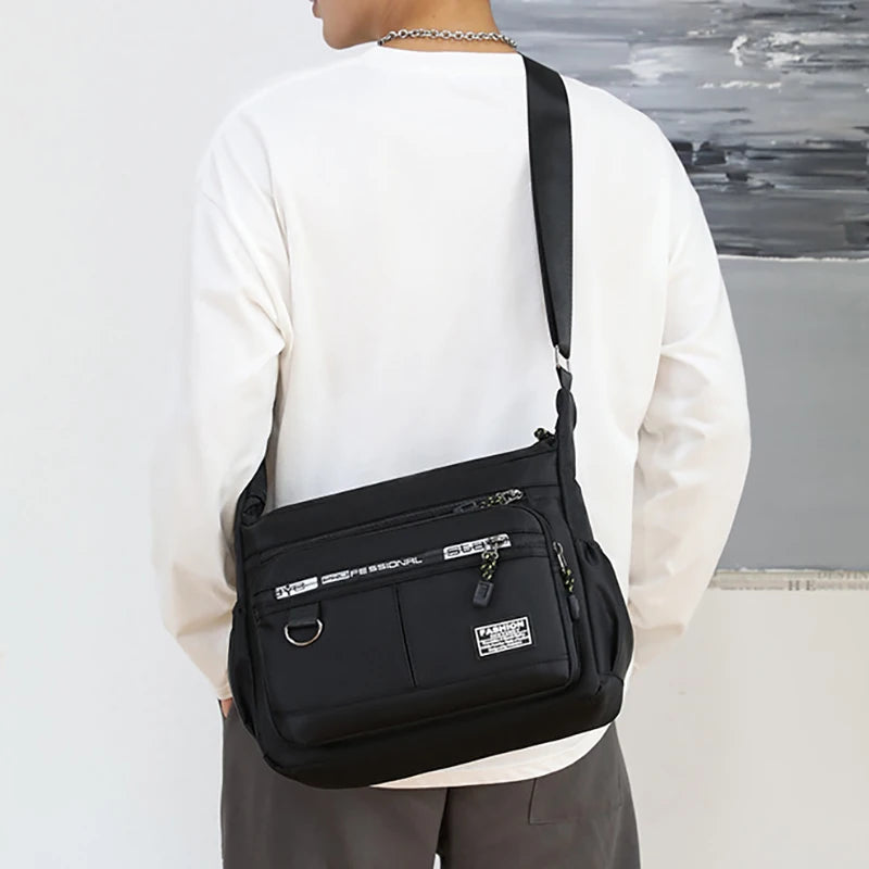 Design Oxford Shoulder Bag Large Capacity Men's Casual Multi Layer Pocket Fashion Crossbody Luxury Messenger Bag