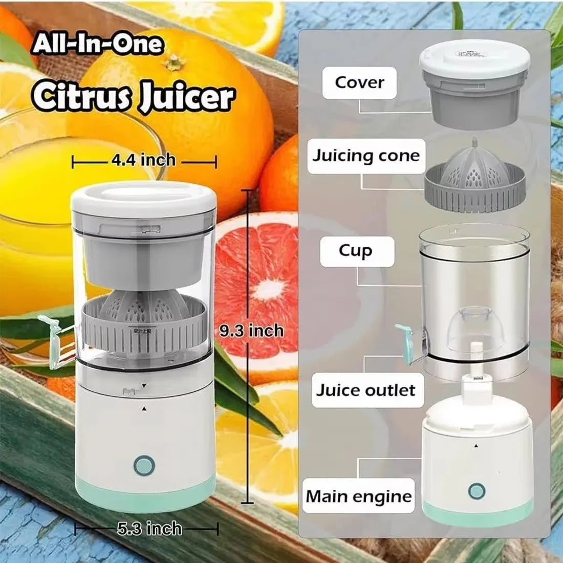 Wireless Juicer Automatic Orange Lemon Juicer USB Charge Juice Separator Portable Fruit Extractor Squeezer