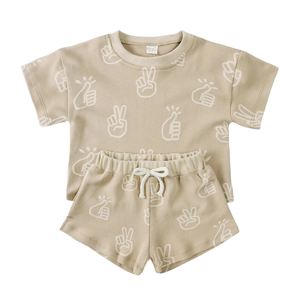 Kids Summer Clothing Sets 100 Percent Cotton Girls Boys Short Suits Children Casual Suit Baby Outfits for Ages One to Eight Years