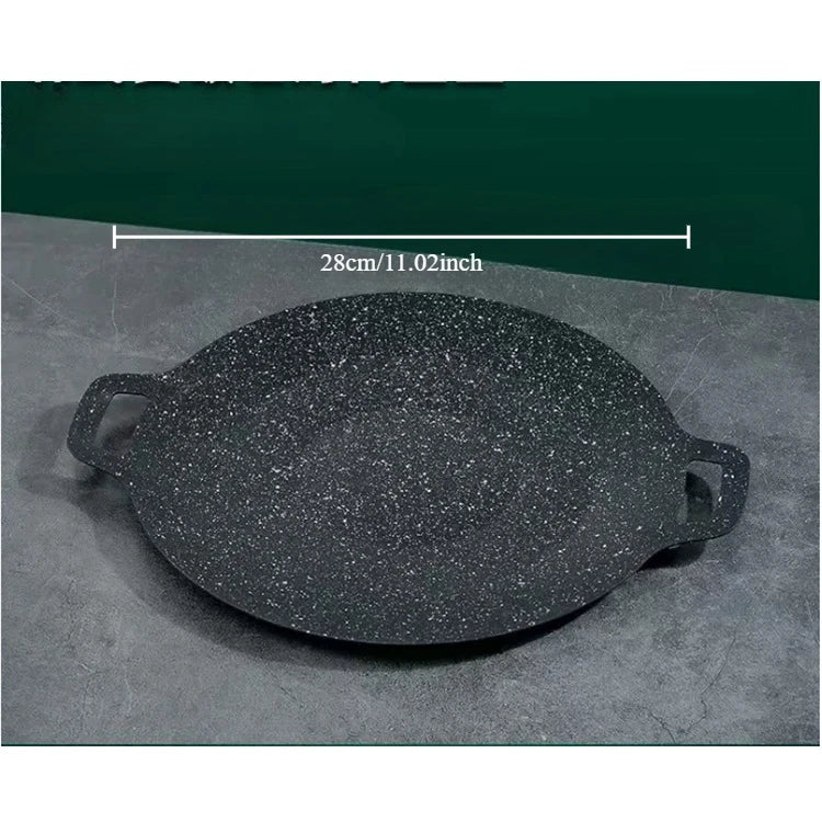 Korean Grill Pan,Nonstick Round Griddle Grill Pan for BBQ,Round BBQ Griddle with Handle,Multifunctional Stove Plate for Meats