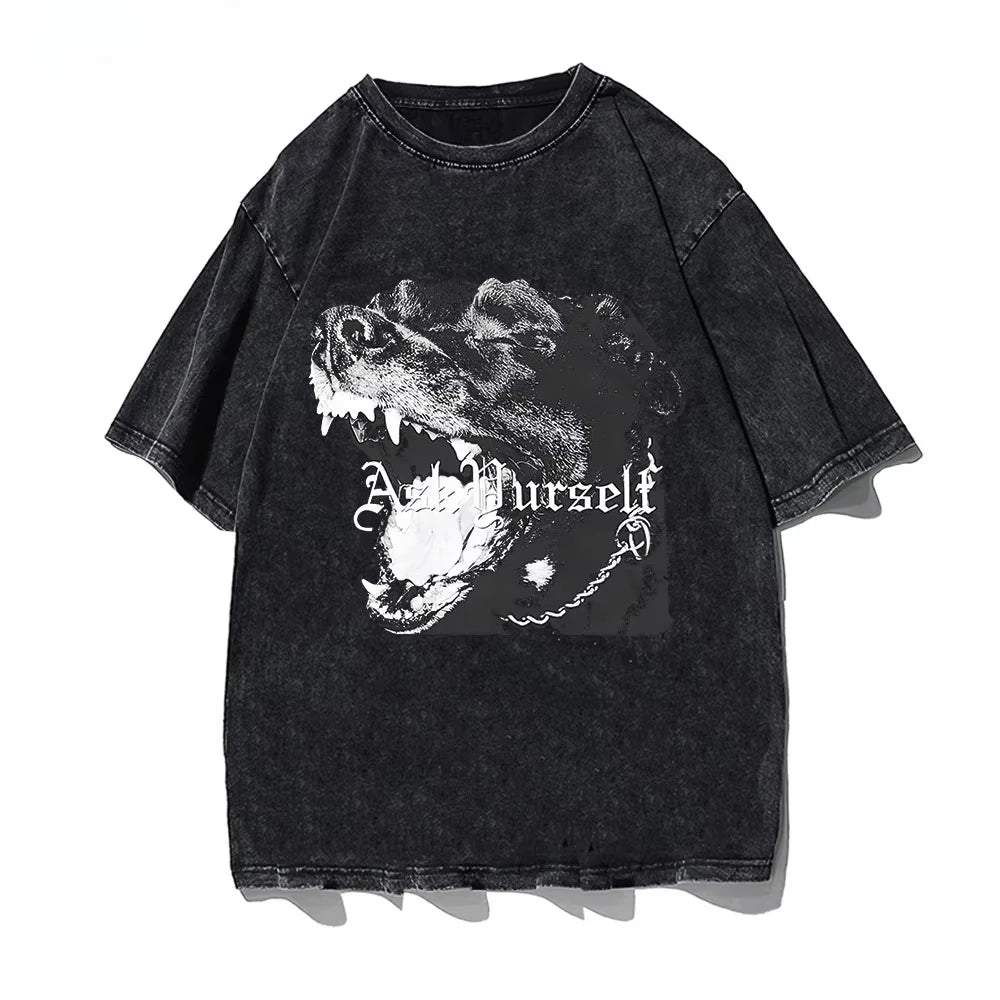 Oversized Loose Washed Cotton T Shirt for Men and Women Summer