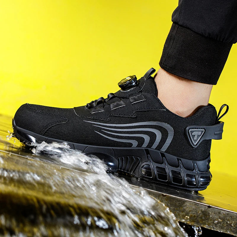 Rotary Button New Safety Shoes For Men Anti Impact Anti Piercing Work Shoes Fashionable Men's Sports Shoes Safety Pro
