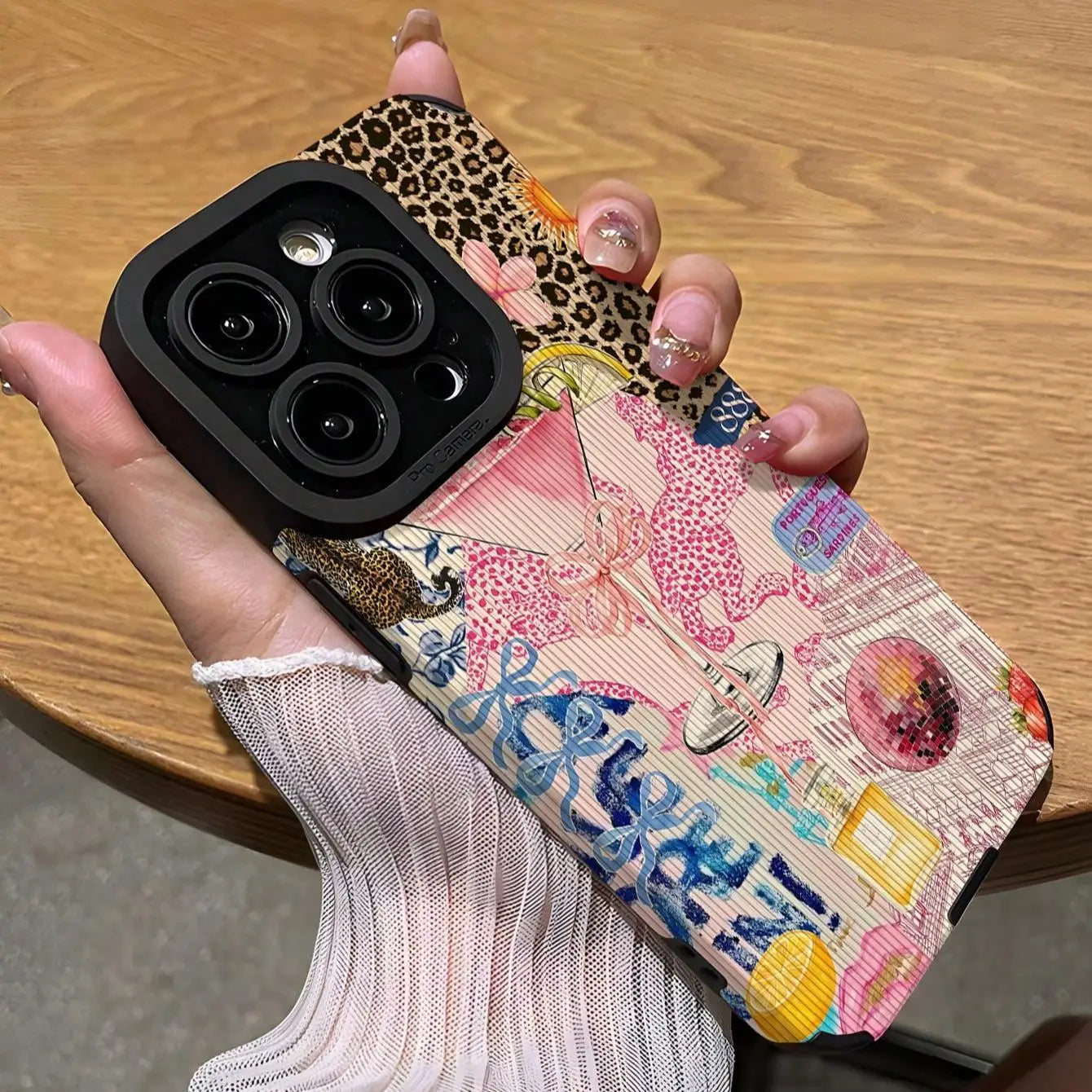Fashion Leopard Pattern Phone Case for Fall Anti Drop Protector Cover Compatible with iPhone 16 Pro Max 15 Pro 14 Plus 13 12 11