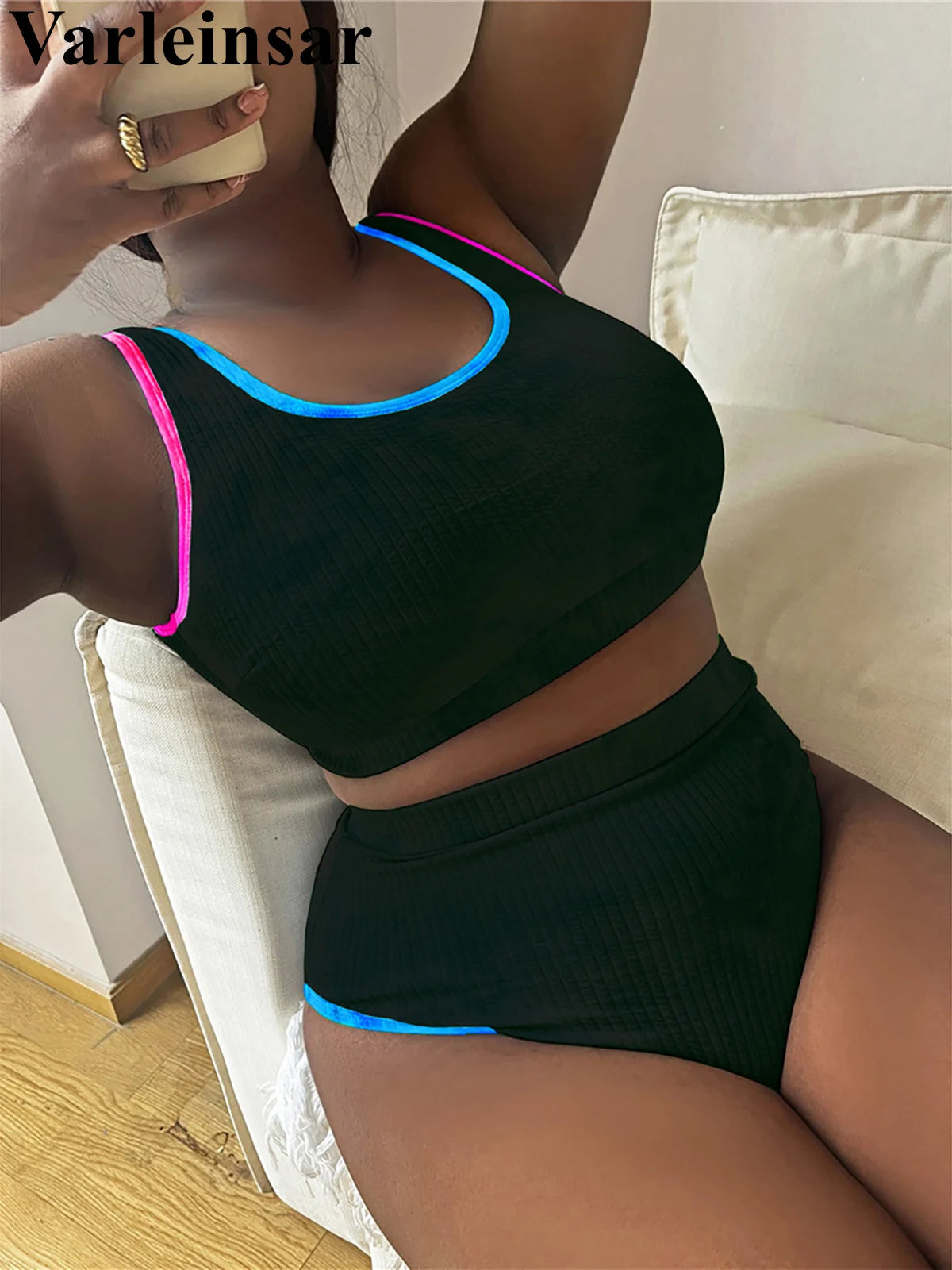 0XL to 4XL New Tie Dye Bikini Large Size Swimwear Plus Size Women Two-Piece Bikini Set Bather Bathing Suit V5948