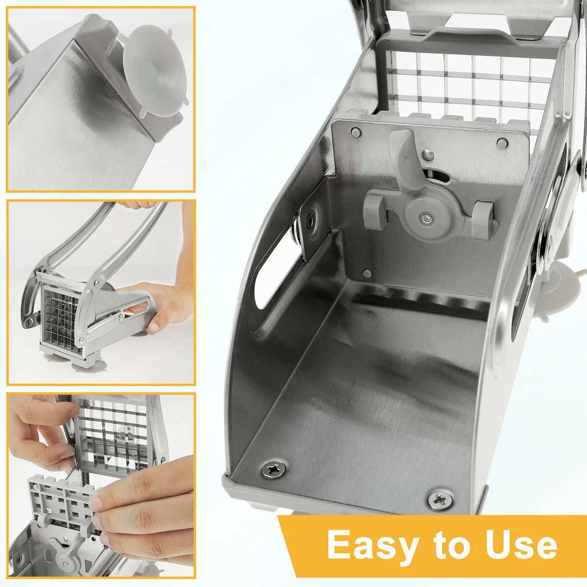 French Fry Cutter Stainless Steel Potato Chipper Manual Food Slicer Dicer Multifunction Vegetable Fruit Onion Chipper
