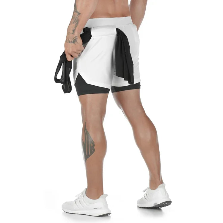 Camo Running Shorts for Men 2 in 1 Quick Dry Workout Training Gym Fitness Jogging Shorts