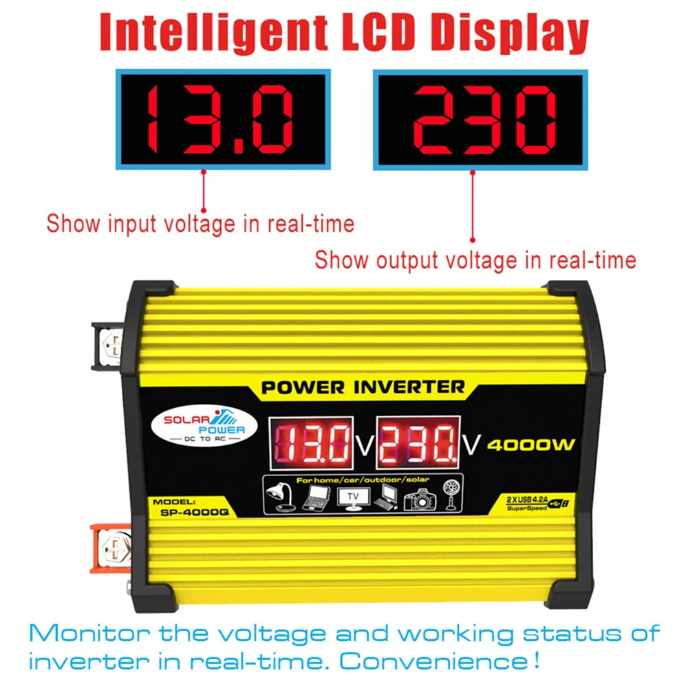 Portable Inverter Car Power Inverters DC 12 Volt To AC 110/220 Volt Transformer 4000W Modified Sine Wave Inverter USB Auto Inverters