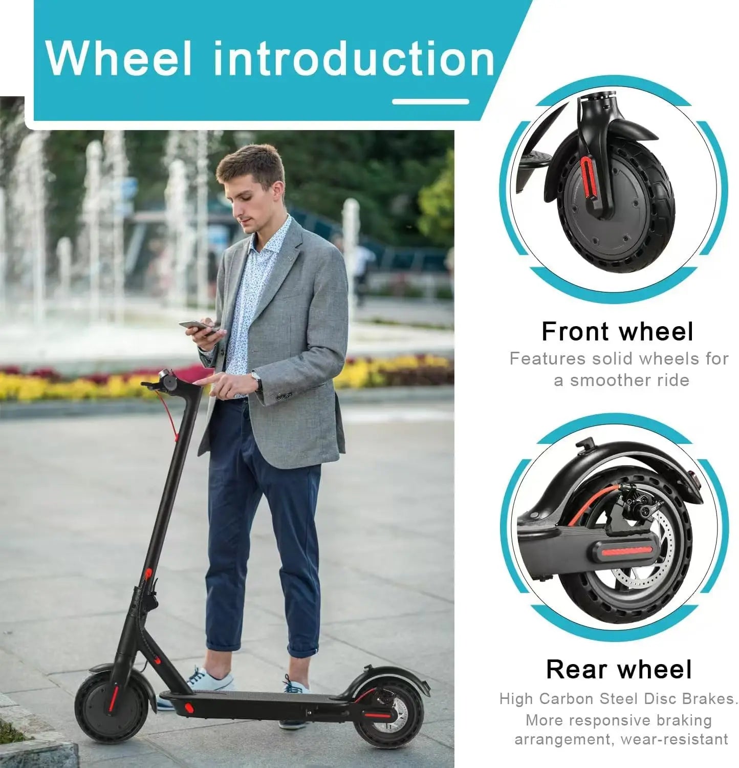 E Scooter Foldable Waterproof Adult Electric Scooter 8.5 Inches Explosion Proof Tire 36V 350W 10.4Ah Configuration