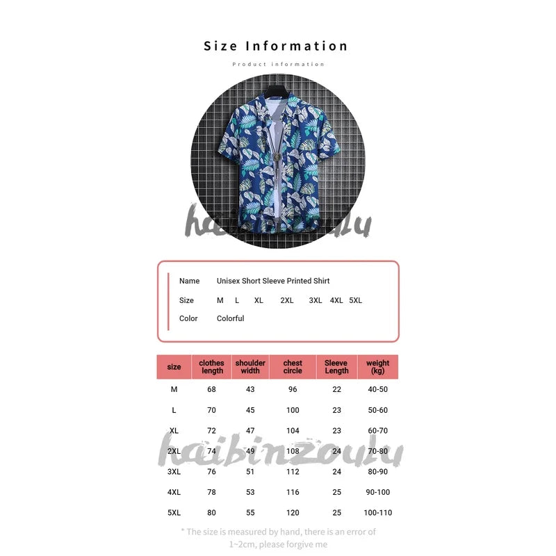 Men's Summer Short Sleeve Printed Beach Shirt Thin Turtle Neck Polo Casual Top