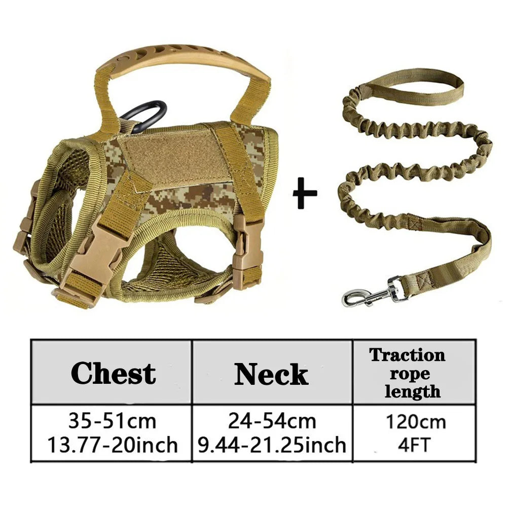 Tactical Cat Dog Harness Leash Adjustable Pet Vest Soft Mesh Training Puppy Straps with Handle for Large Cats