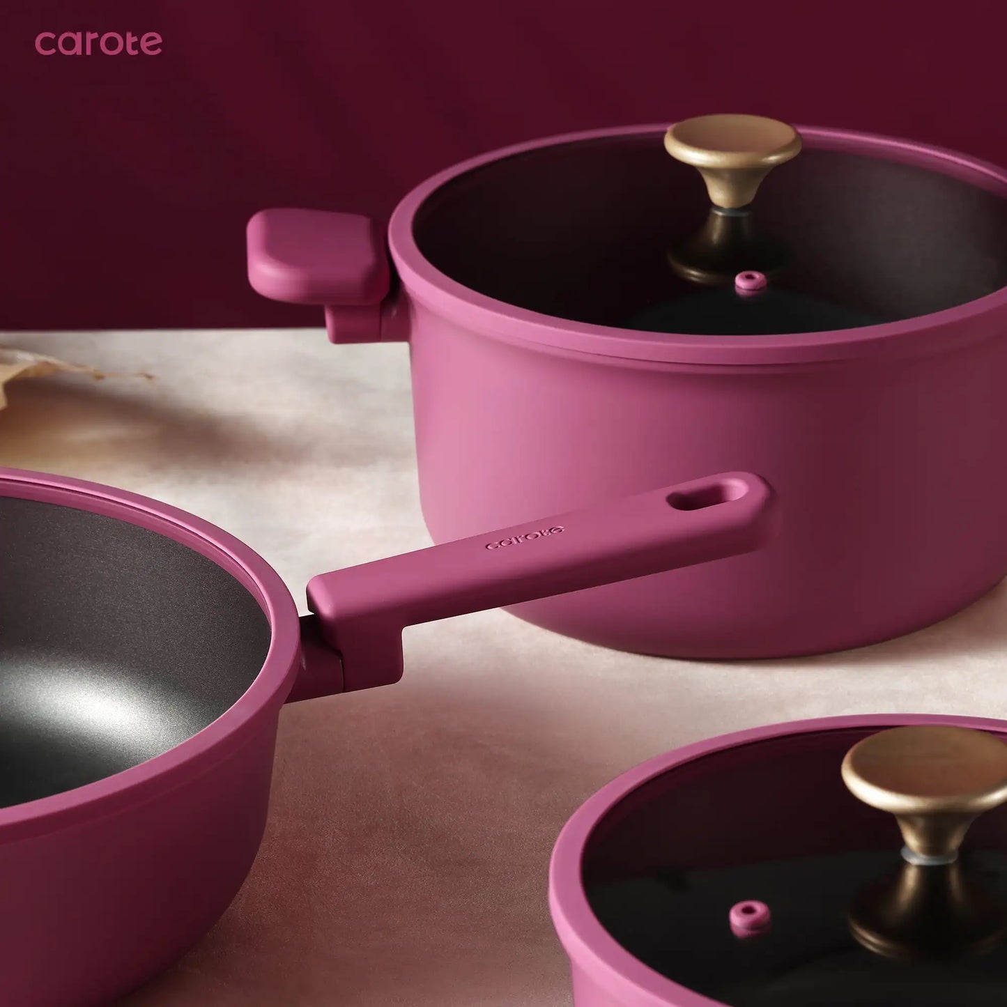 Kitchen Cookware Sets, Nonstick Pots and Pans Set, Induction Cookware, 17 Pcs, Rose Pink