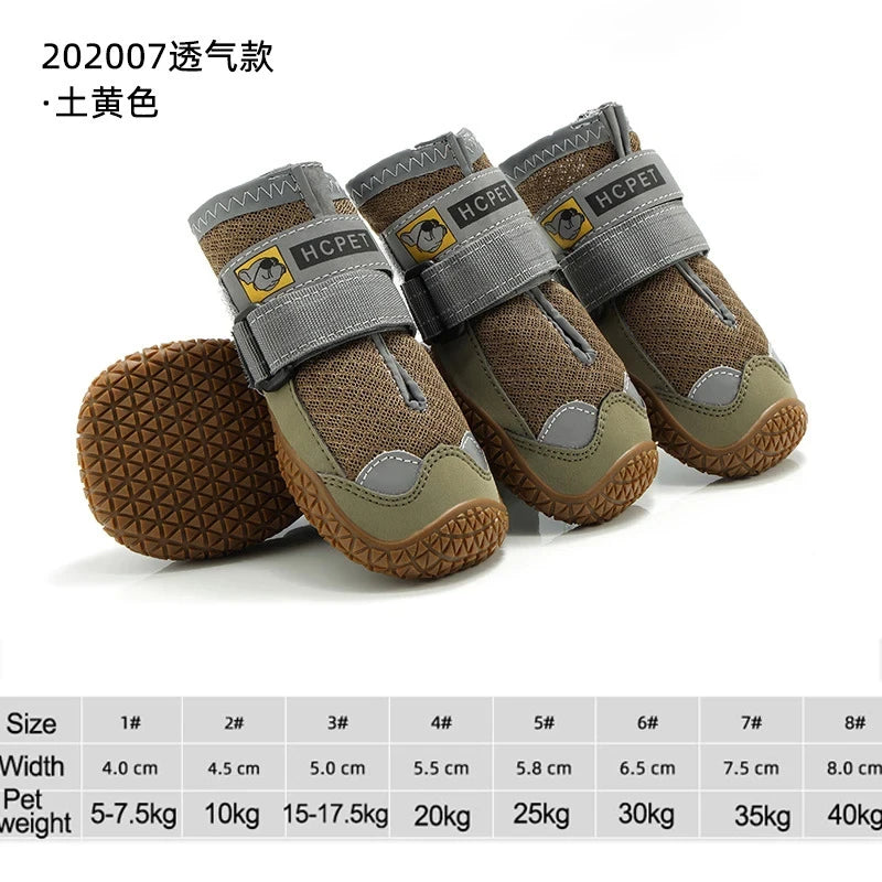 4Pcs Set Dog Shoes for Large Dogs Breathable Professional Outdoor Anti Slip Durable Pet Shoes with Rubber Sole for Hiking