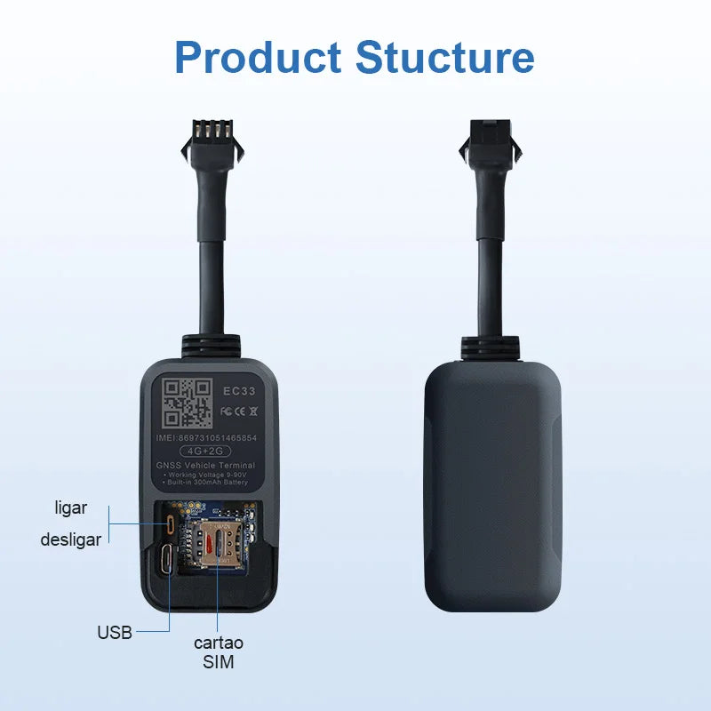 2pcs EC33 4G GPS Tracker with 300mAh Battery Tracker King Smallest Relay GPS Tracker with Alarm
