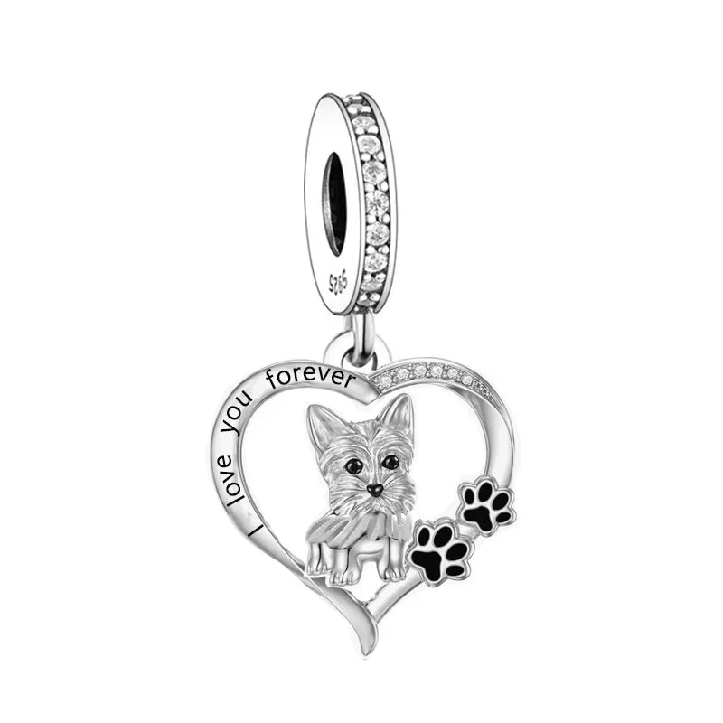 Huoonew Fit Original Pan Charm Bracelet 925 Silver I Love You Forever Yorkshire Dog Bead DIY Memorial Berloque
