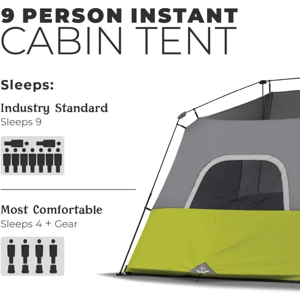 9 Person Instant Cabin Tent 14 Foot x 9 Foot Green